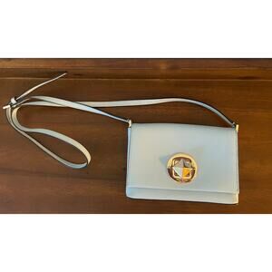 Kate Spade Crossbody Sally Newbury Lane Saffiano Leather Light Blue Chunky Clasp